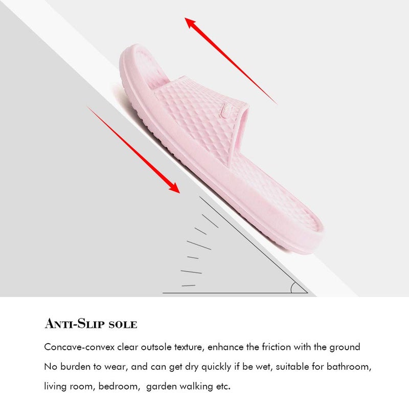 FUNKYMONKEY Womens Bathroom Shower Slippers Indoor Home Beach Non Slip Sandal (8 M US, Lt Pink) - Image 4